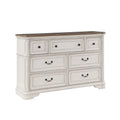 Antique White & Brown Wood Dresser with 7 Drawers M44106