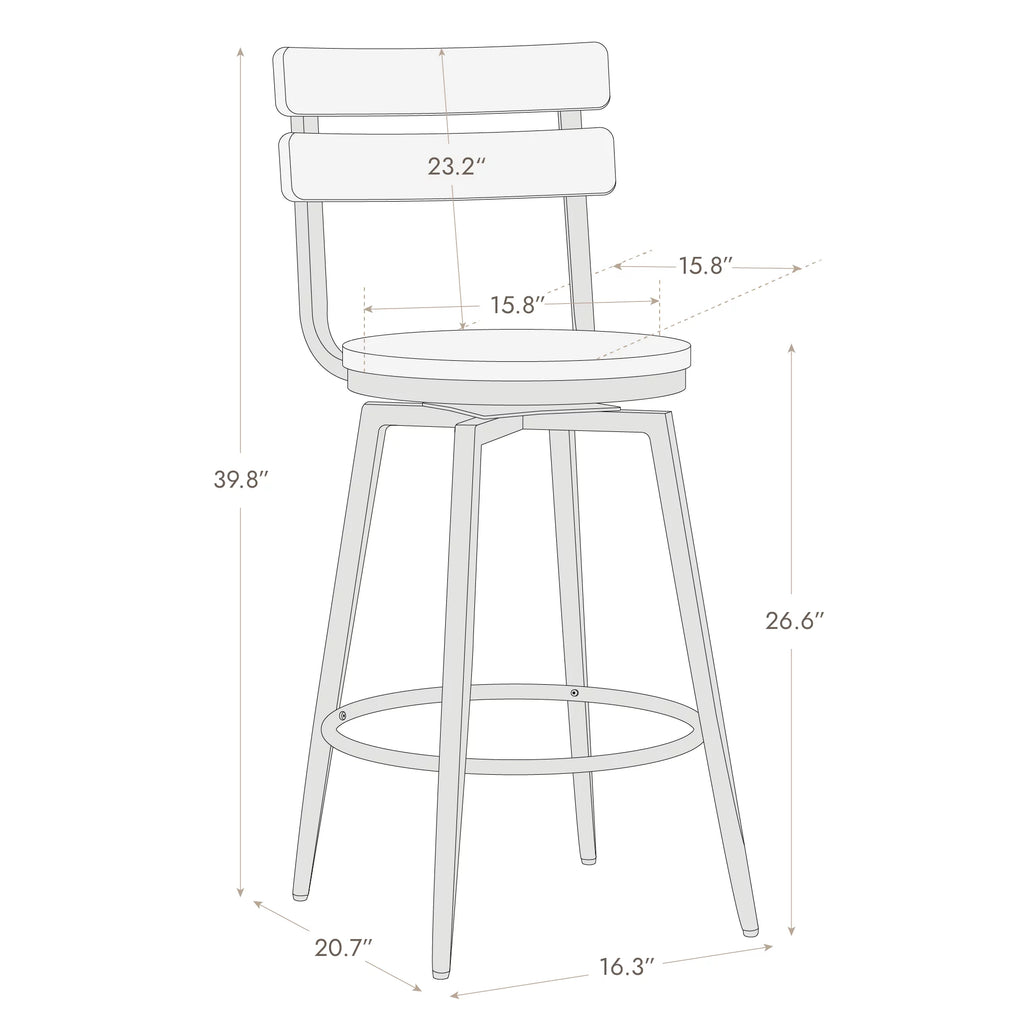 26" Swivel Counter Height Bar Stools Set of 3 Wood X542488