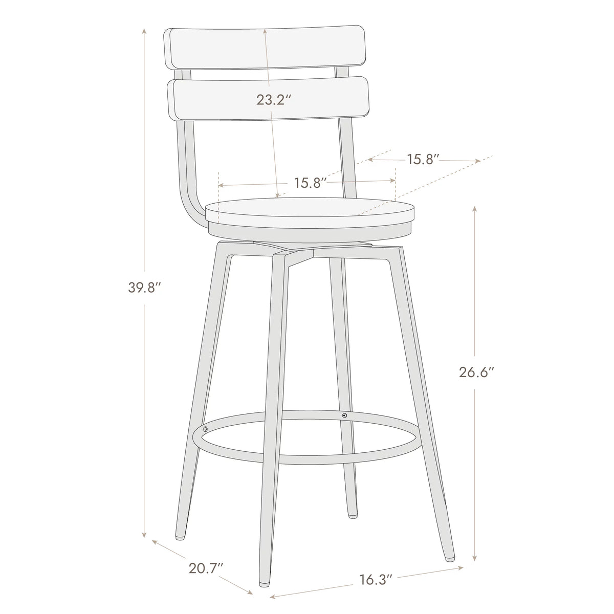 26" Swivel Counter Height Bar Stools Set of 3 Wood X542488