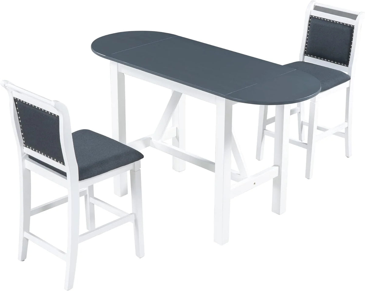 3 Piece Counter Height Drop Leaf Dining Set with 2 Padded Chairs I1091