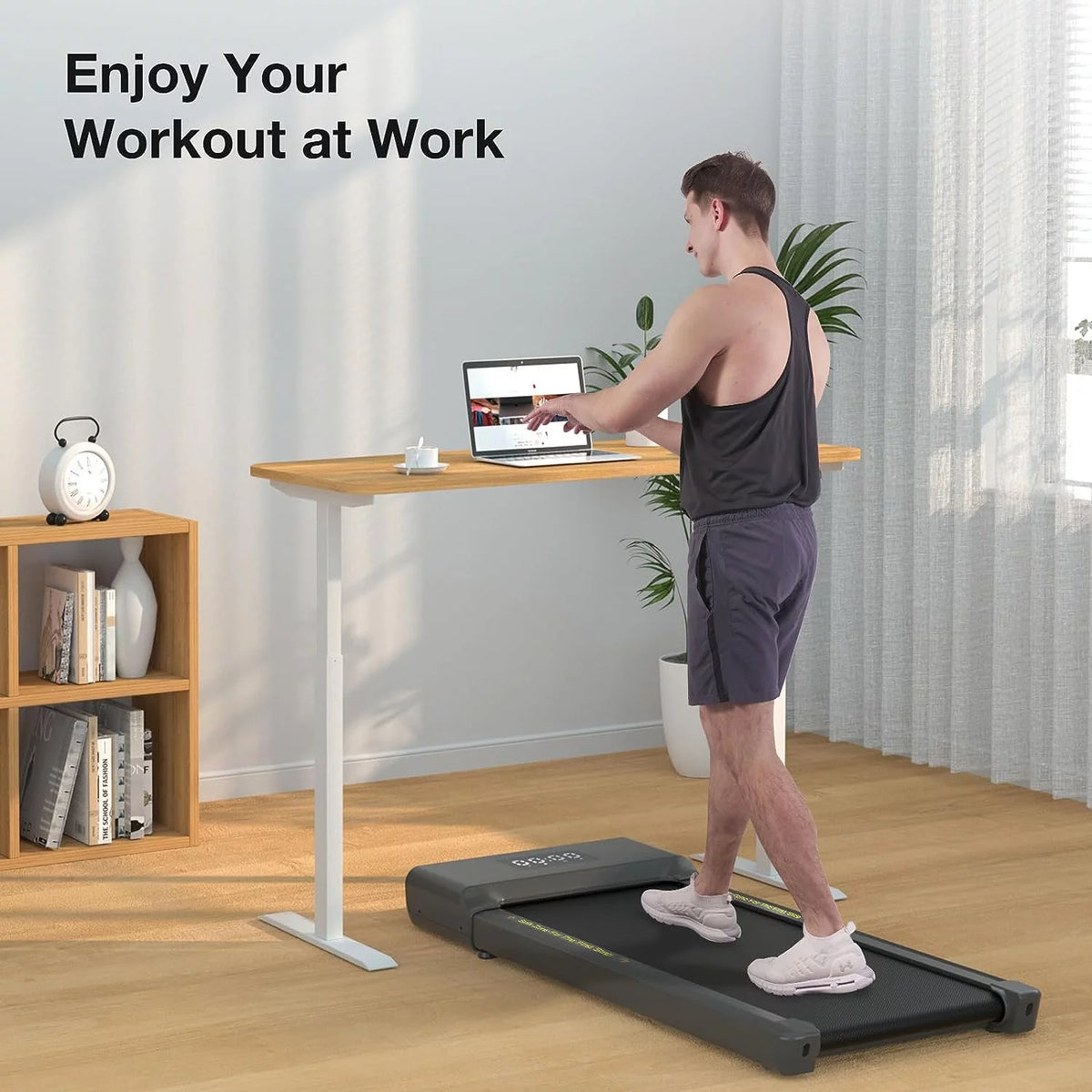 0.6-3.8 MPH 2 in 1 Walking Treadmill White O3889