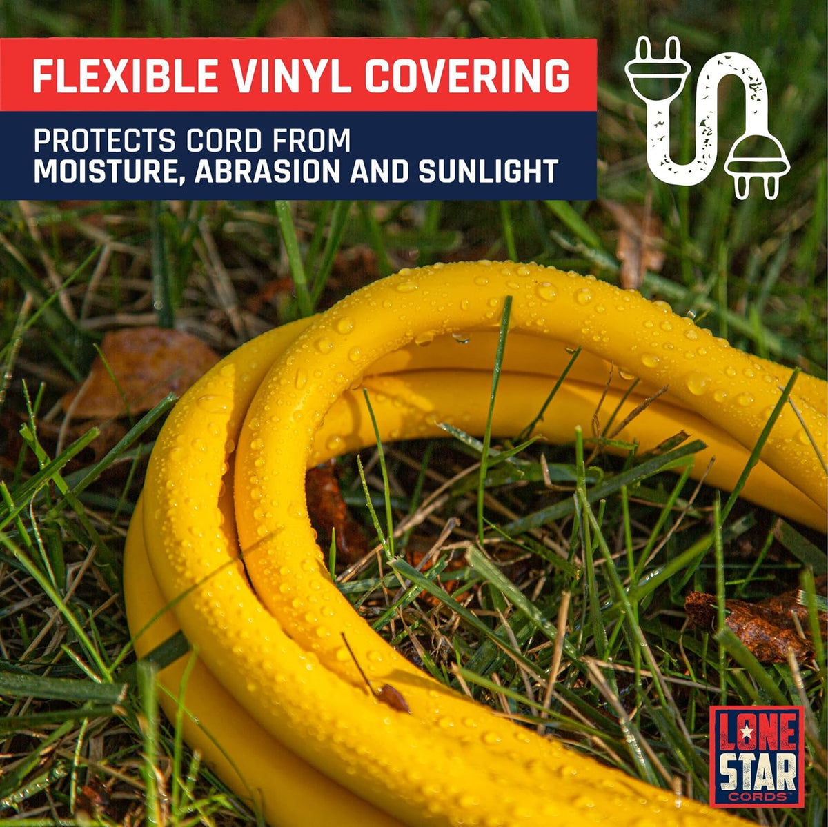 100 Foot 10/3 SJTW Lighted Extension Cord Yellow 3 Prong Grounded Plug 10 Gauge Pack of 2 H9379