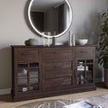 Espresso Sideboard Buffet Console Table with Drawers and Adjustable Shelves T3239