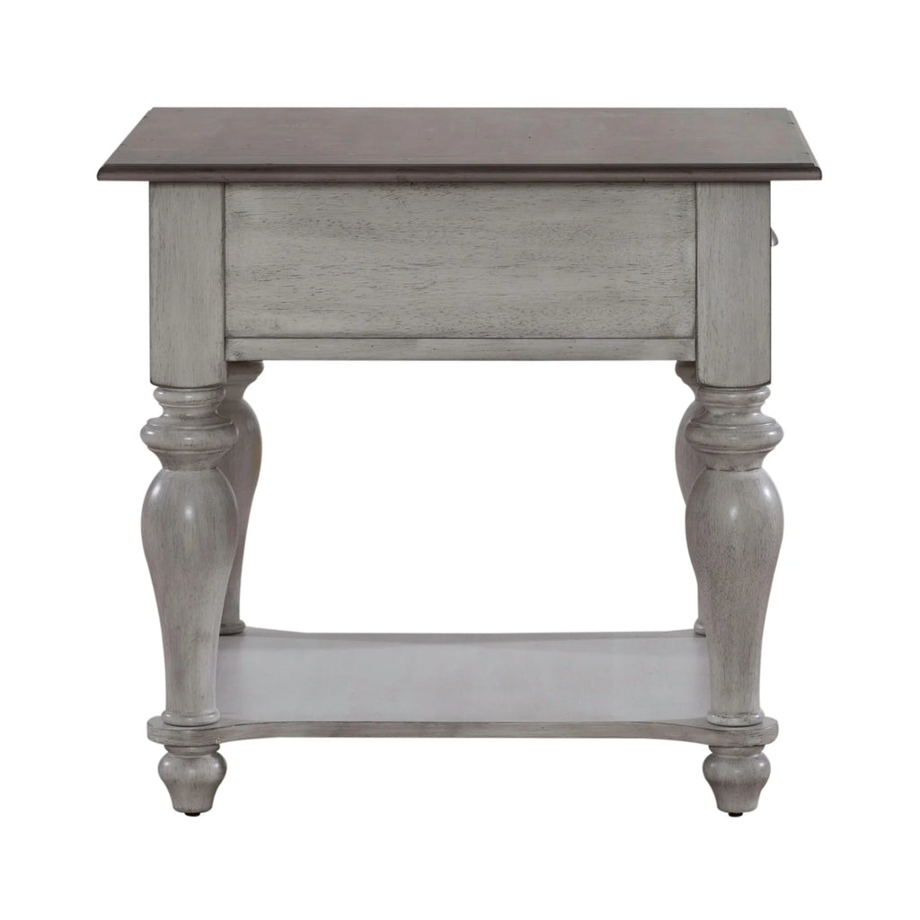 Antique White Weathered Pine Drawer End Table B262627