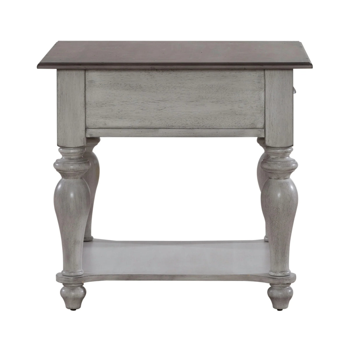 Antique White Weathered Pine Drawer End Table B262627