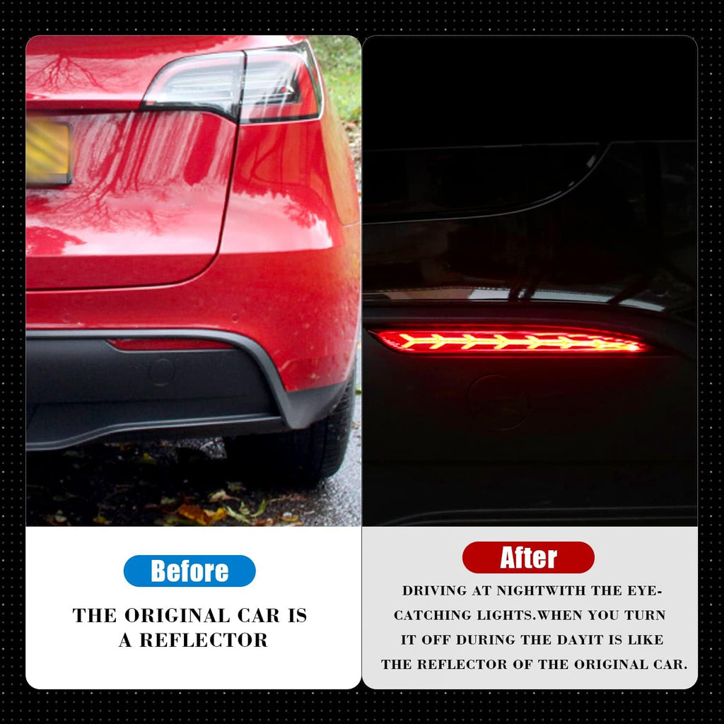 LED Rear Fog Lights Reflector Lamps for Tesla Model 3, 2 Pcs Q584