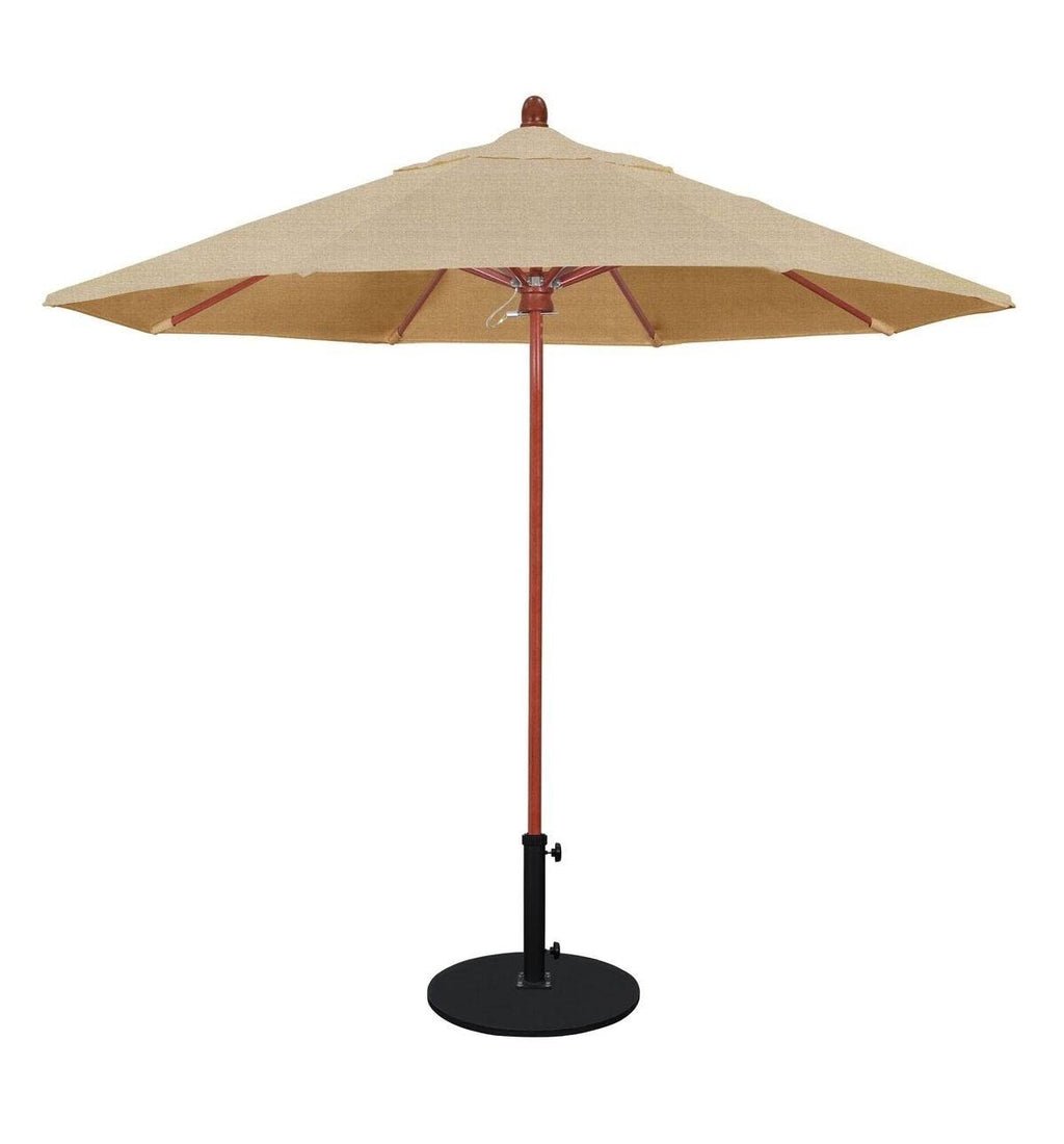 Red Oak Fiberglass Pole Market Umbrella with Pulley Lift V419