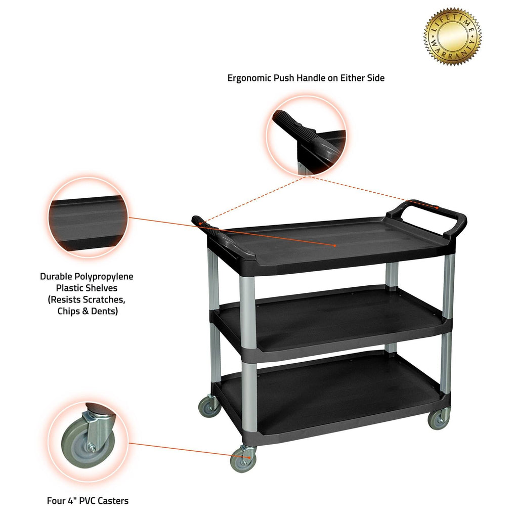 Black Three Shelves Utility Cart Y518546