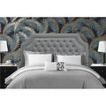 Grey PU Leather Upholstered Button Tufted Twin Size Headboard F904