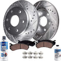 Drilled Slotted Disc Brake Rotors with Brake Pads 6pc Set B540878