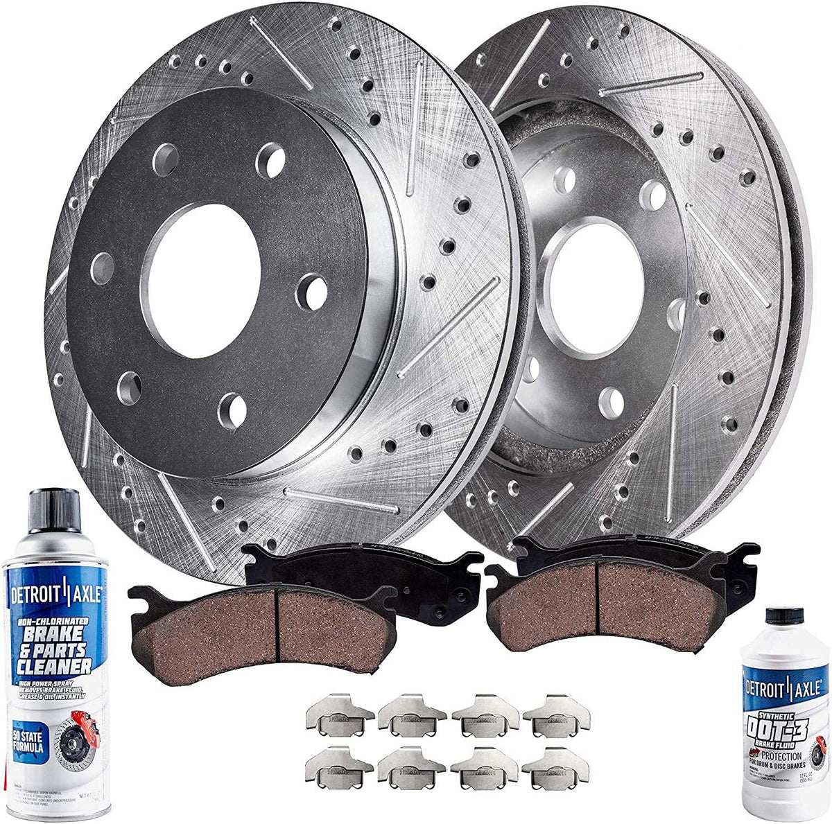 Drilled Slotted Disc Brake Rotors with Brake Pads 6pc Set B540878