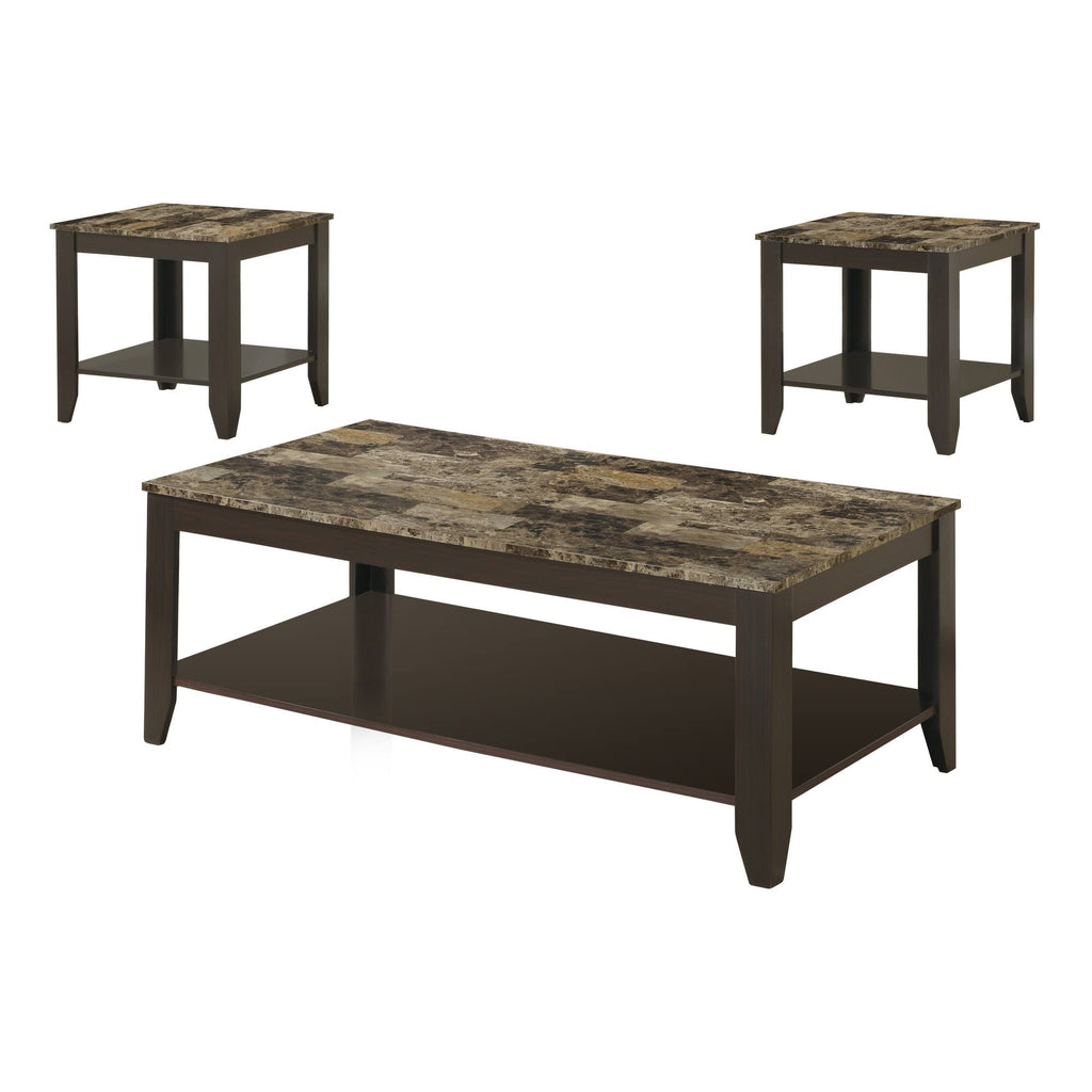 Brown Wood 3 Piece Table Set E960