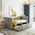 Gray Upholstered Daybed with Drawers N8854