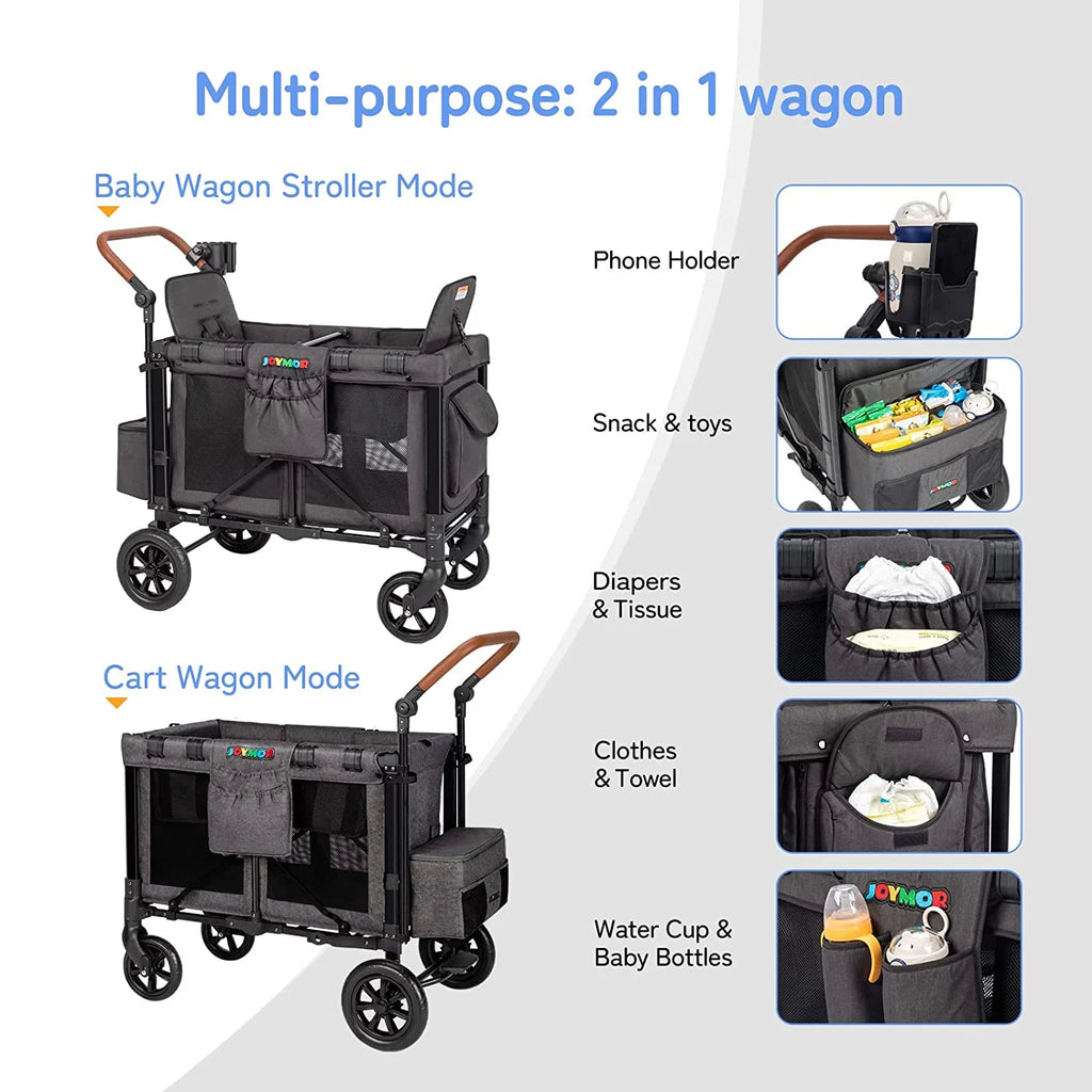 Double Stroller Wagon with 5 Point Harness Y475
