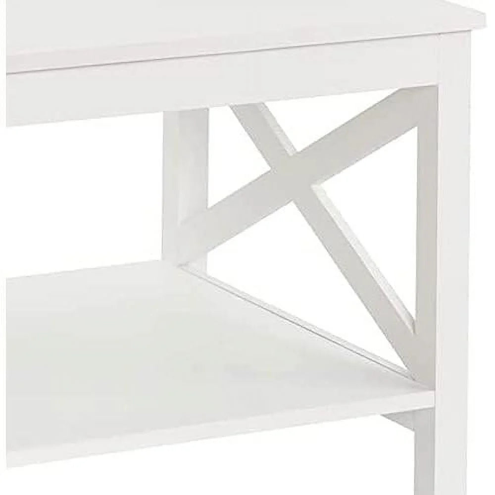 White Wood Coffee Table with Shelf B8864