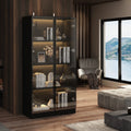 Black Glass Wood Display Cabinet with 4 Shelves A231307