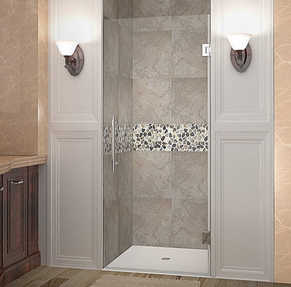 24 x 72 Frameless Hinged Shower Door, Brushed Stainless Steel L145