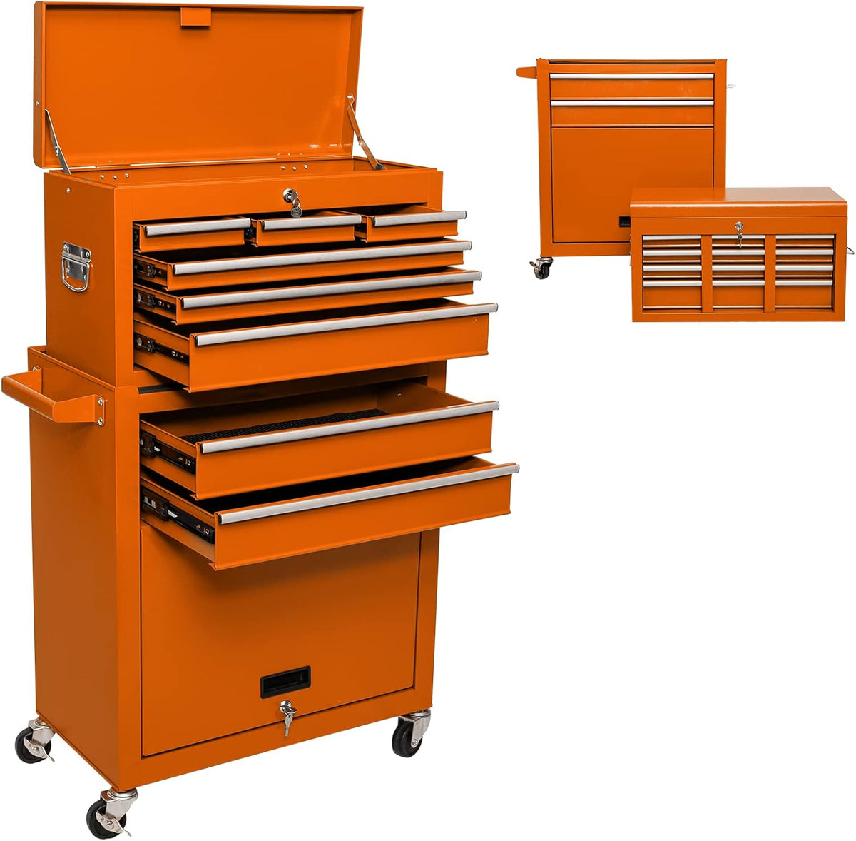 8 Drawer Rolling Tool Chest Detachable Tool Cabinet with Wheels and Lock Blue R724