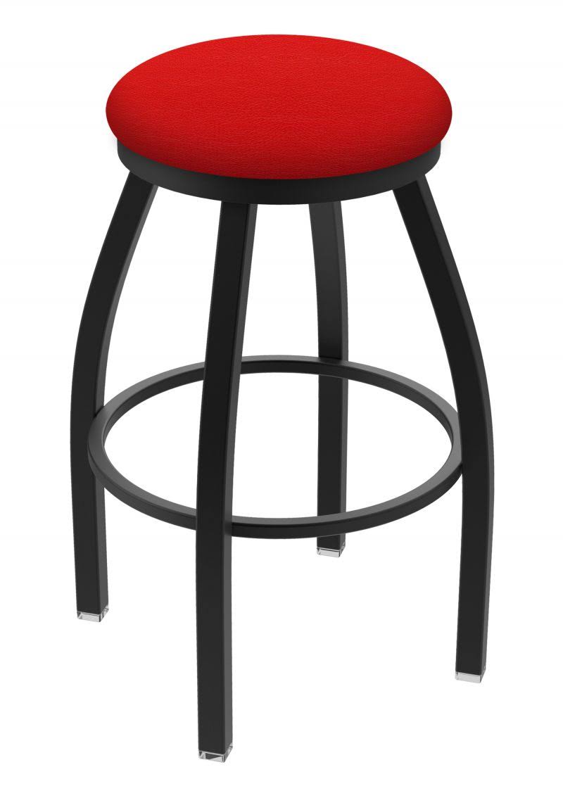 25-inch Swivel Counter Stool with Black Wrinkle Finish and Canter Red Seat Q726