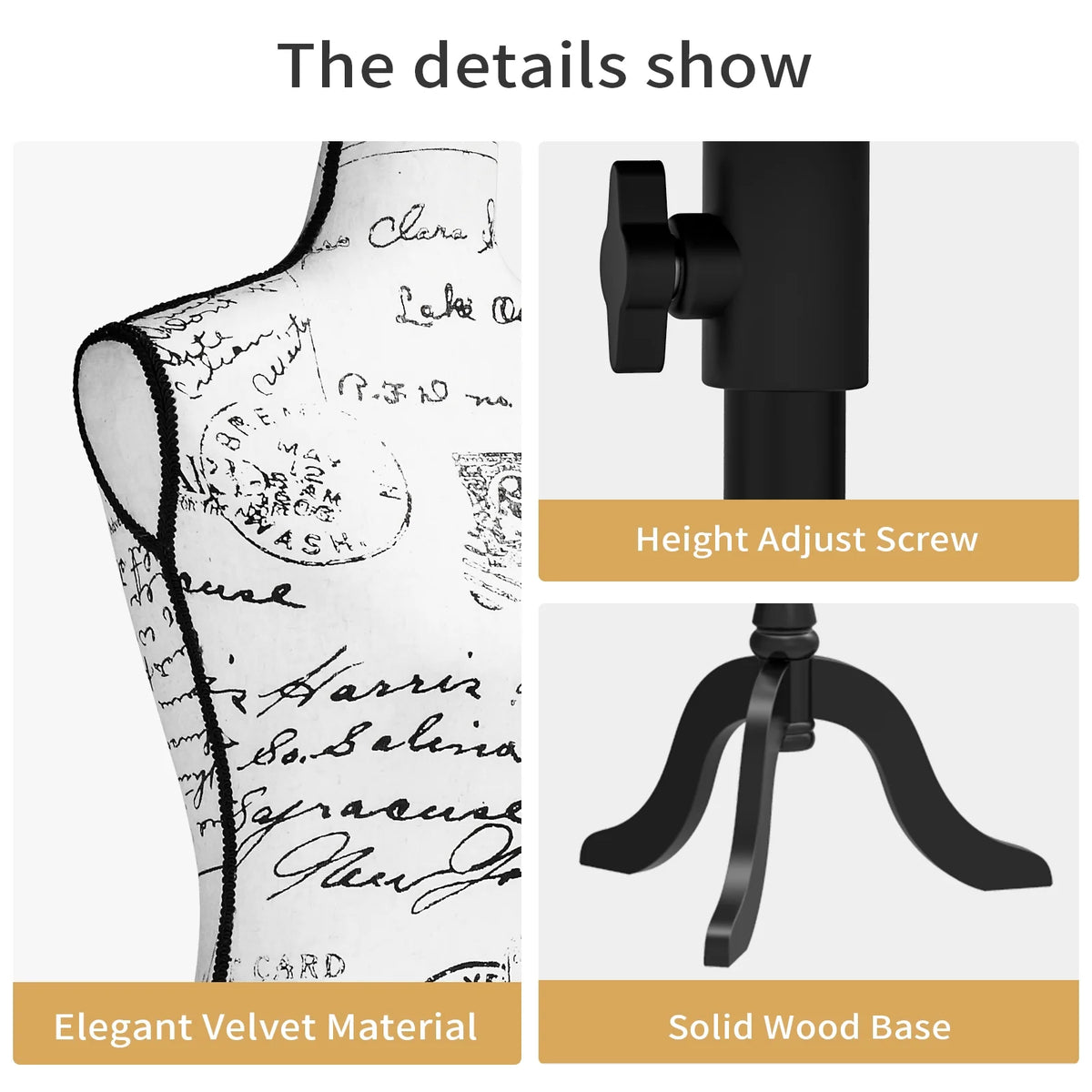 Pinnable Dress Form Mannequin Body Torso with Tripod Base Stand Q23004