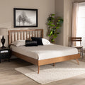 Full Ash Walnut Wood Platform Bed Y77730