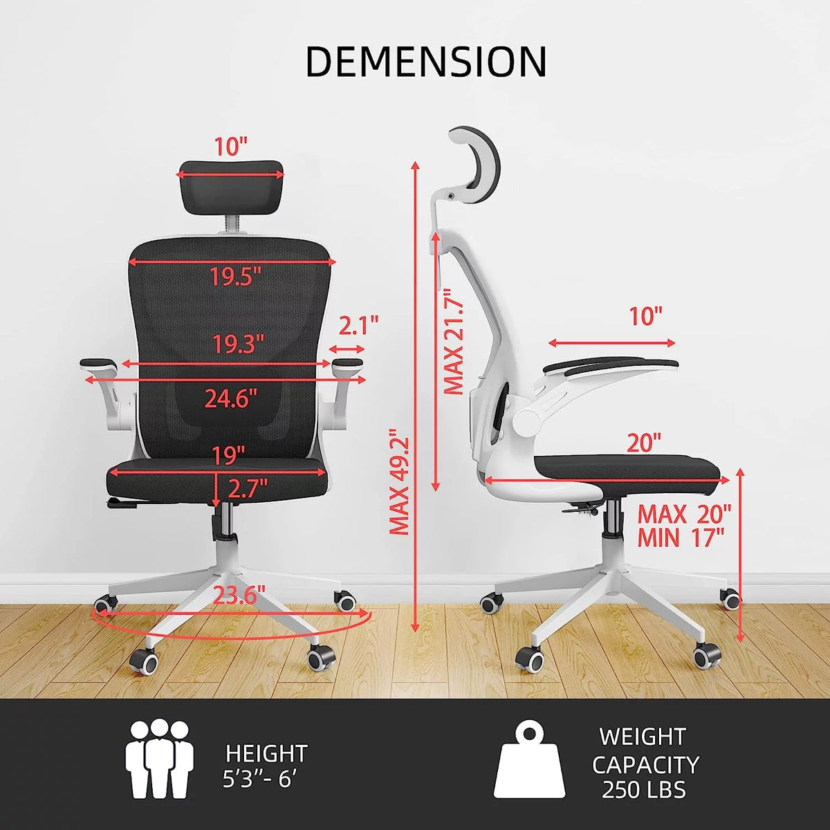 Ergonomic Office Chair with Headrest and Lumbar Support E5785