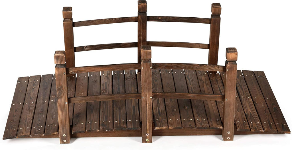 Wood Arc Garden Bridge with Rails 5FT K47527