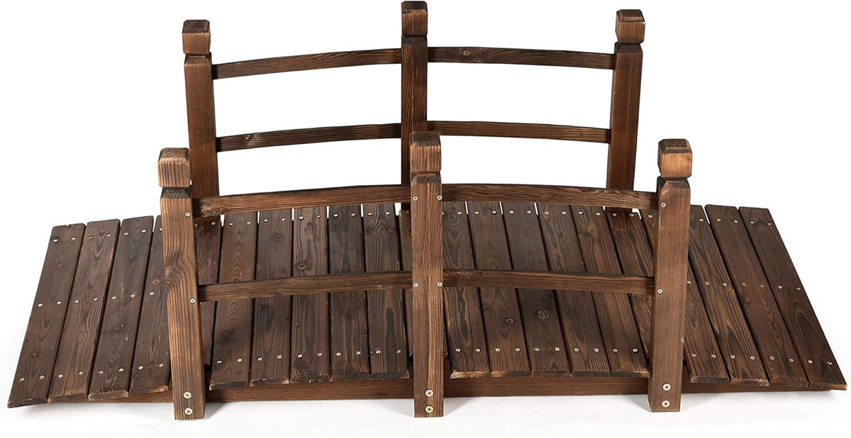 Wood Arc Garden Bridge with Rails 5FT K47527