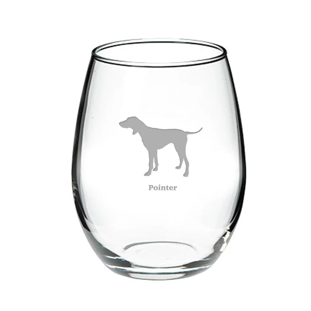 Deep Etched Stemless Red Wine Glass N9973