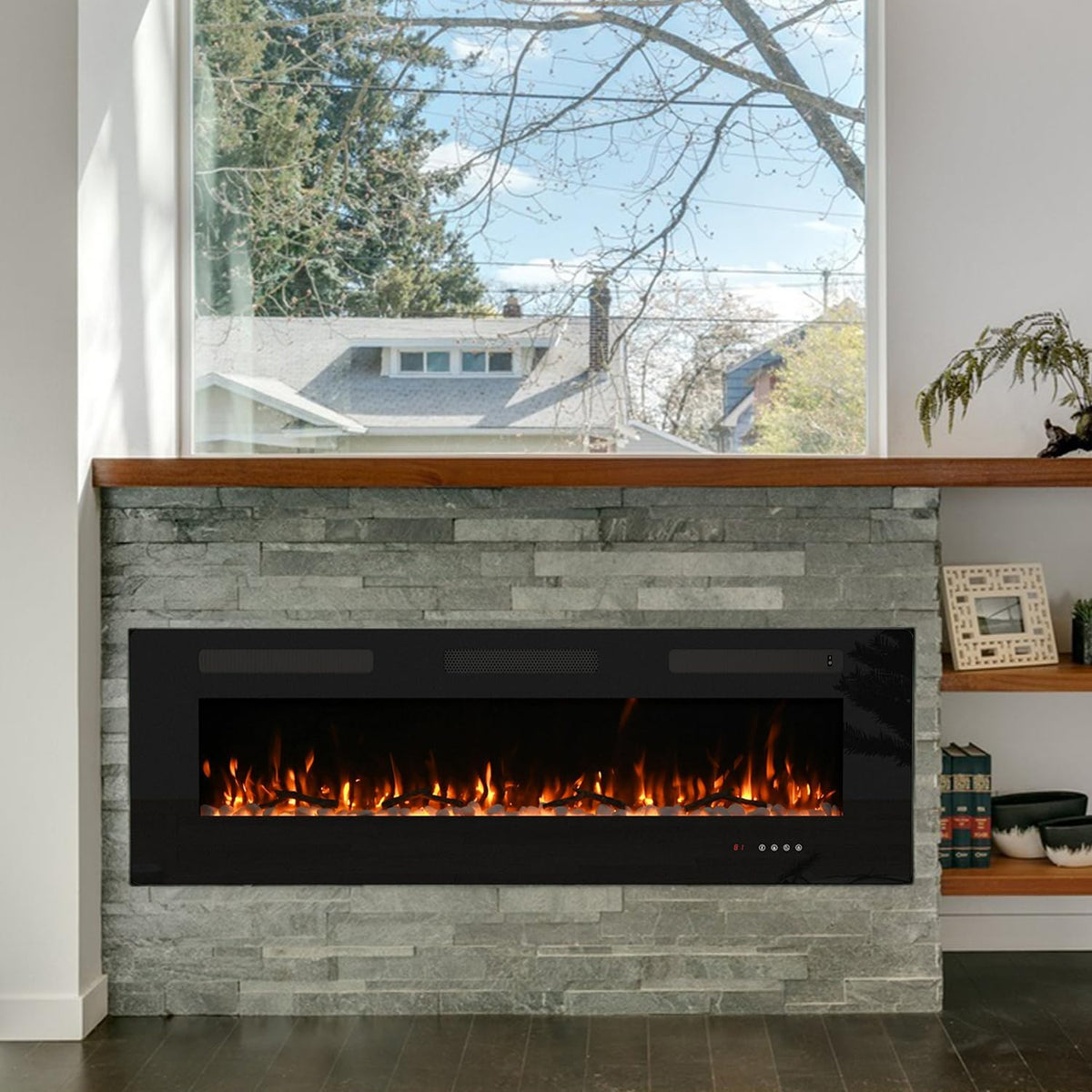 60 inch Recessed Wall Mounted Electric Fireplace Heater with Remote Control O254