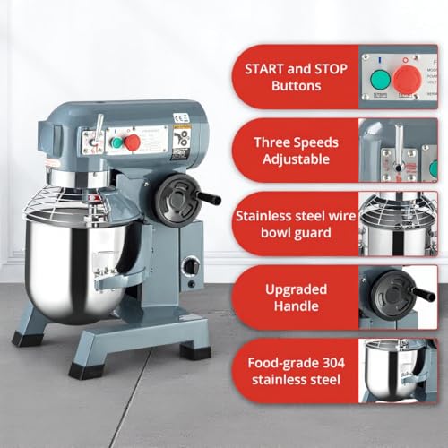 450W 10QT 3-Speed Stainless Steel Commercial Food Mixer J13819