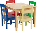 Kids Wooden Table and Chairs 5 Pieces Set Multicolor Q183736