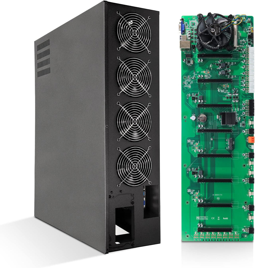 8 Ports GPU Mining Frame Case with 4 Cooling Fans Black U569003