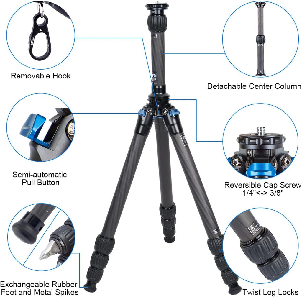 Carbon Fiber Mini Tripod with Center Column J168016