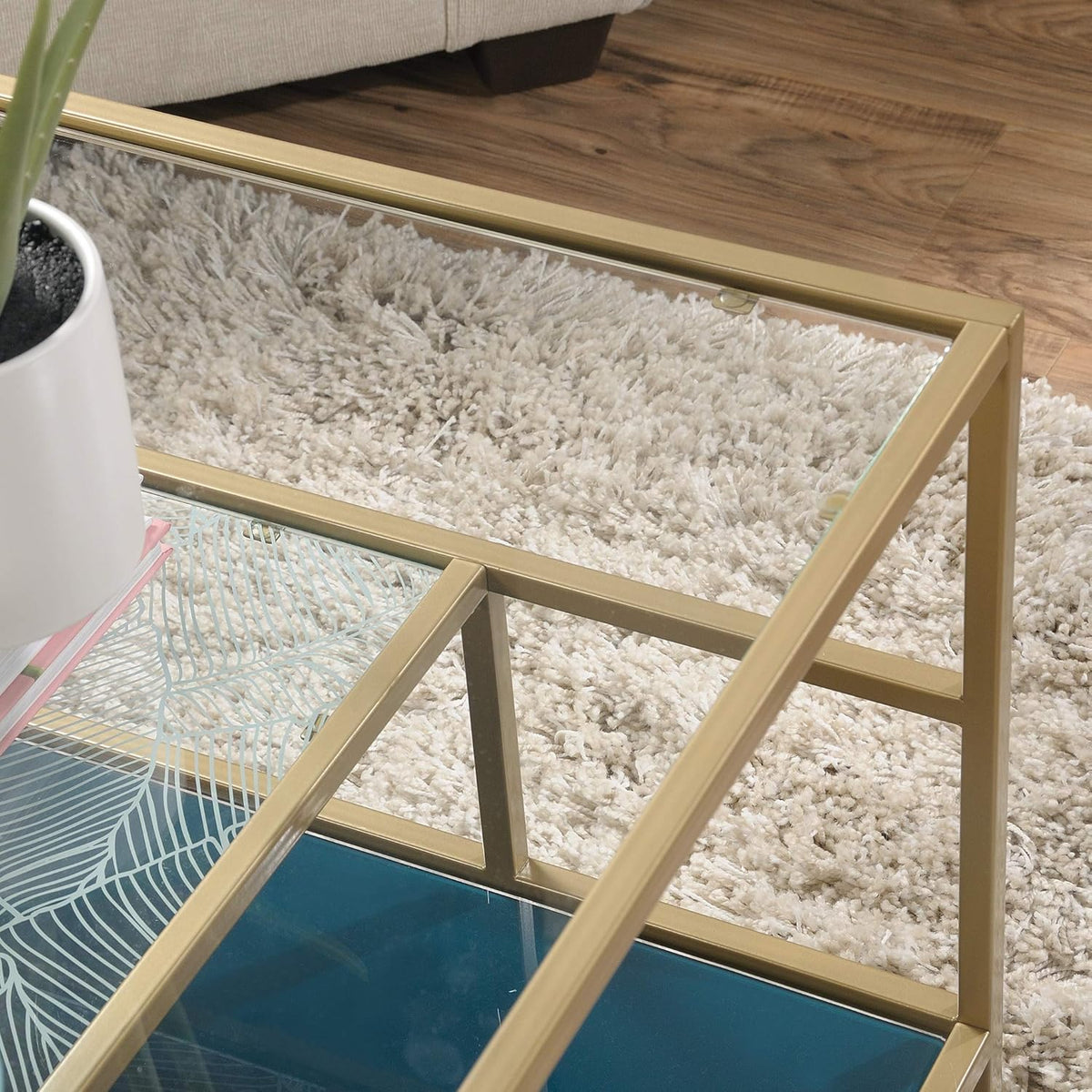 Coffee Table, Satin Gold Finish N36034