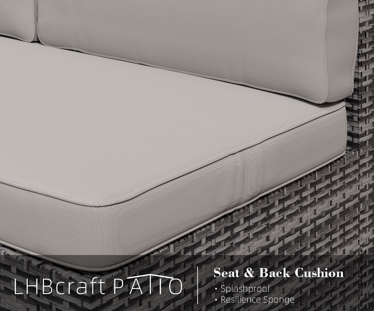 7 Piece PE Rattan Patio Sectional Sofa with Beige Cushions and Table X496095