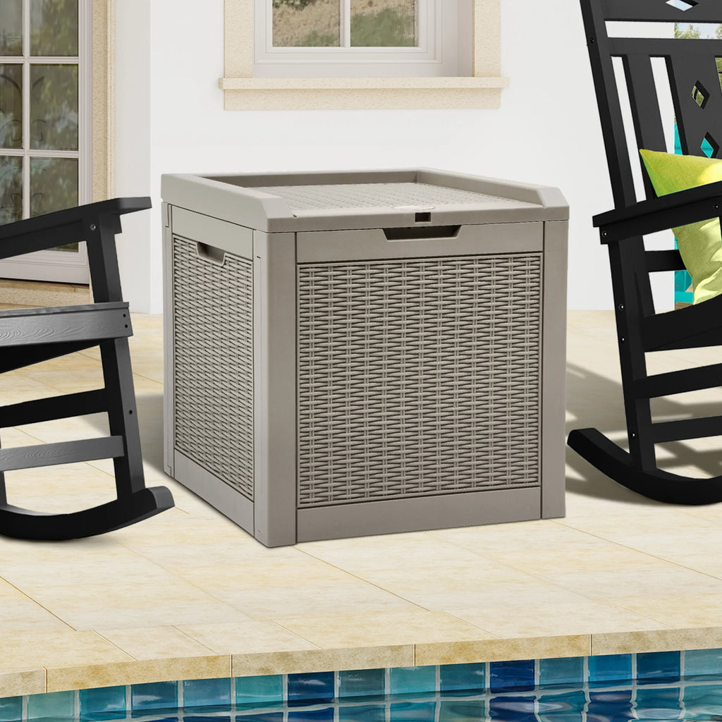 32 Gallon Waterproof Resin Rattan Deck Box E9811