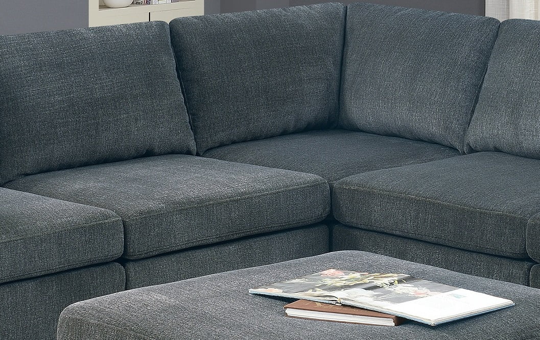 Grey Chenille Modular Sectional 6pc Set N27988