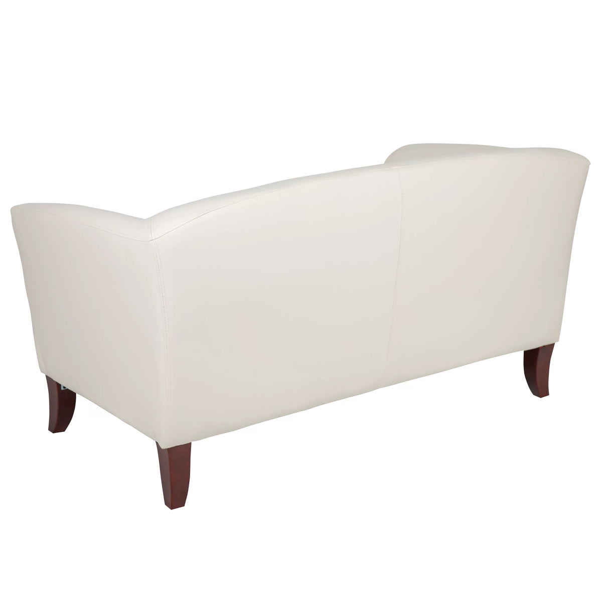Ivory LeatherSoft Loveseat with Cherry Wood Feet D818922