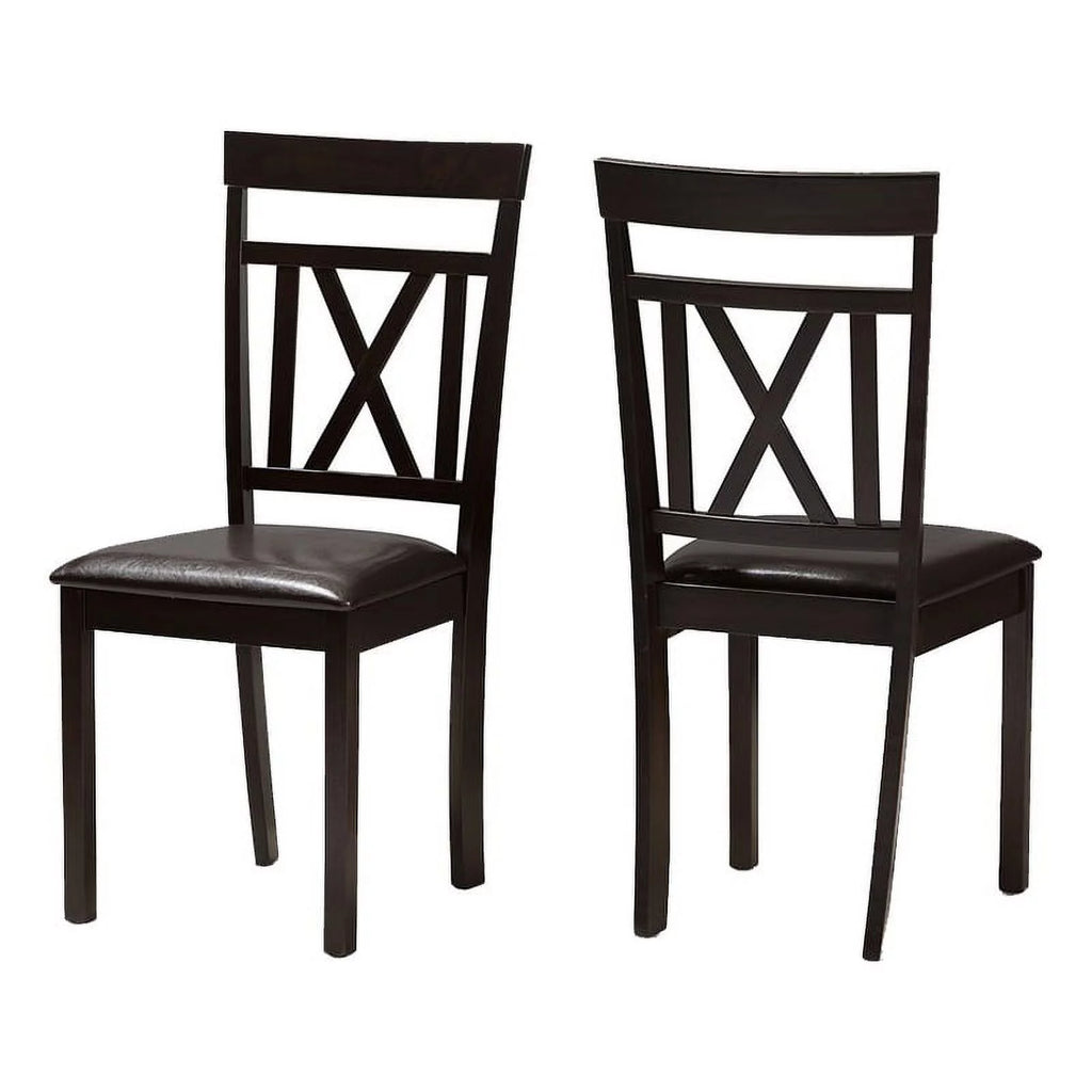 Dark Brown Faux Leather Dining Side Chair Set of 2 X6780