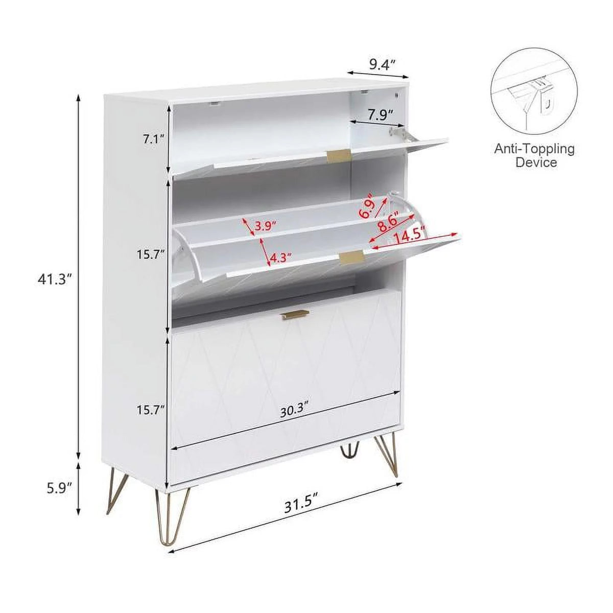 White Flip Down Shoe Cabinet L3598