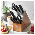 15 Pc Self-Sharpening Knife Set in Brown Ash Wood Block J72018