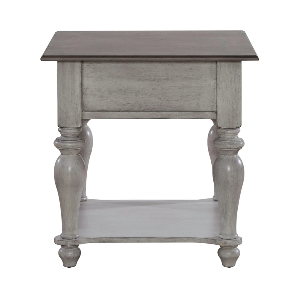Antique White Weathered Pine Drawer End Table B262627