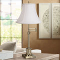 Antique Brass Table Lamp with Fabric Bell Shade D197268