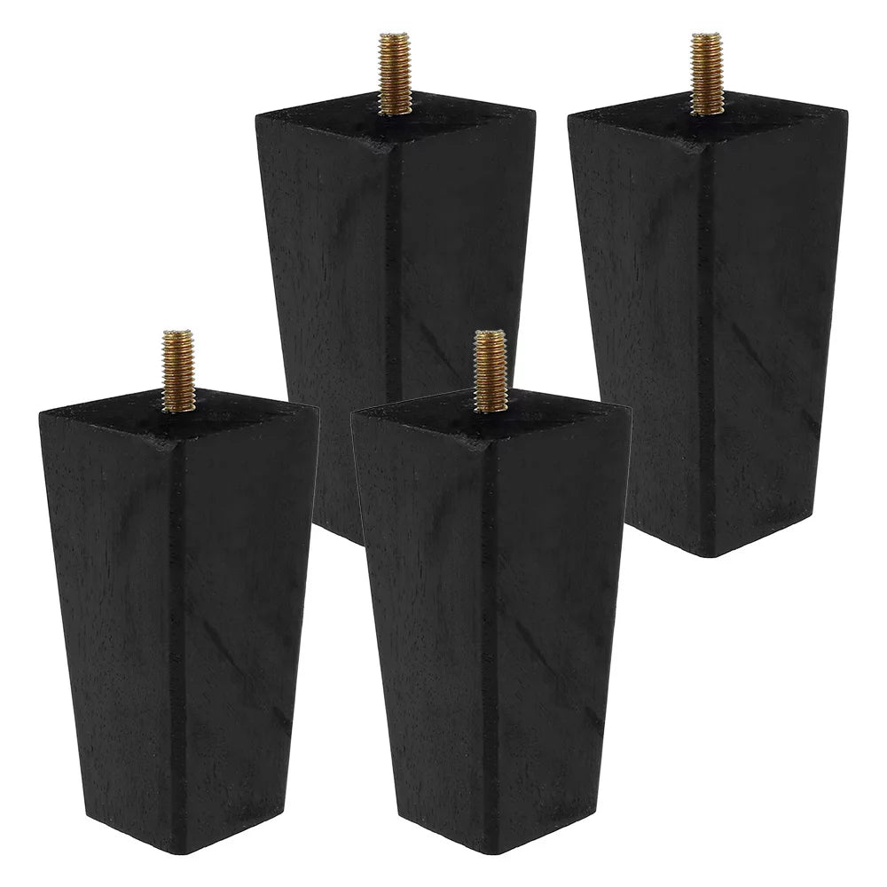 4X 2.4in Black Square Tapered Wooden Furniture Legs M731