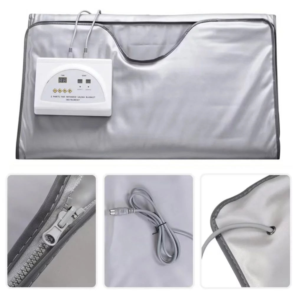 Portable Digital Far-Infrared 2-Zone Gray Sauna Blanket T3089