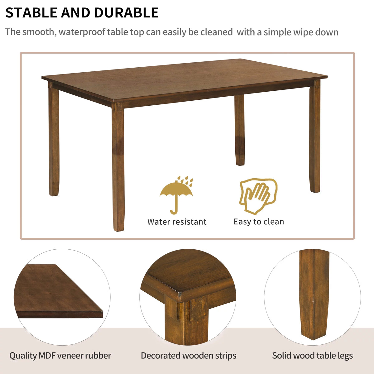 6-Piece Dining Table Set with 4 Upholstered Chairs and Bench E129
