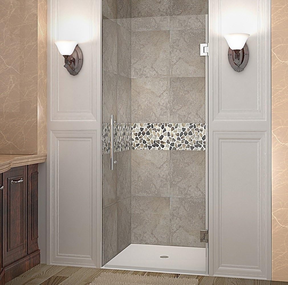 24 x 72 Frameless Hinged Shower Door, Brushed Stainless Steel L145