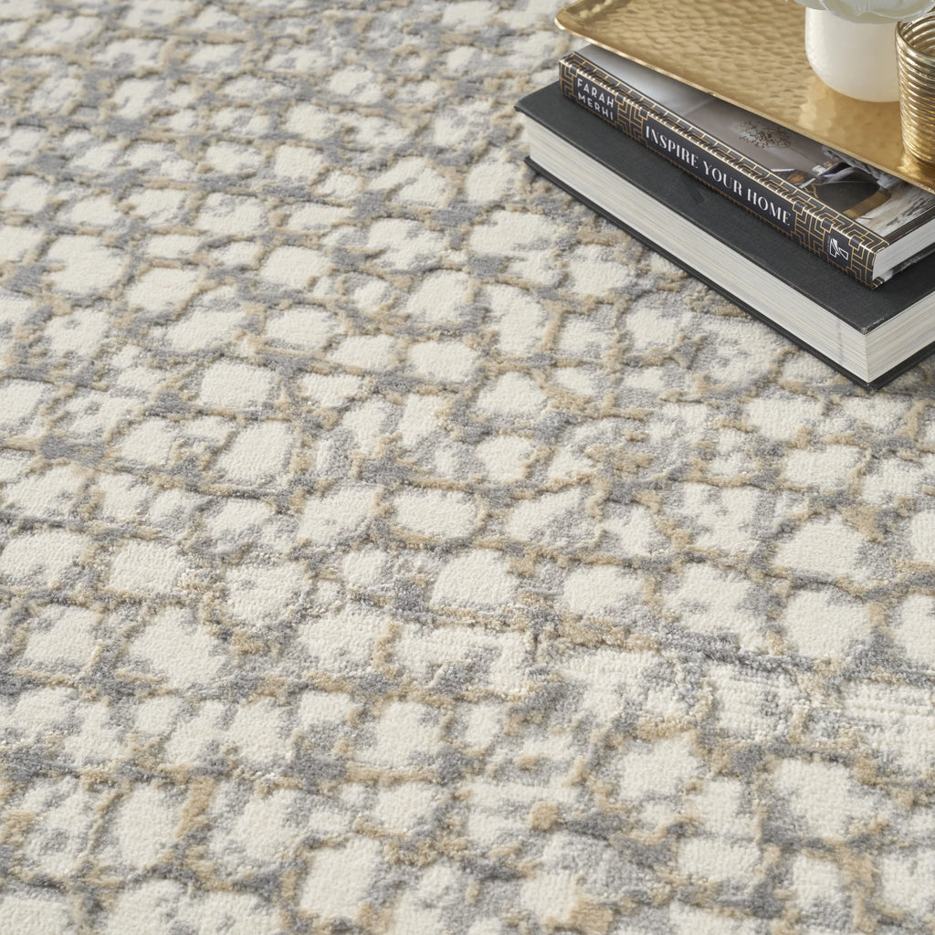 Modern Abstract Ivory/Beige/Grey 8' x 10' Area Rug R564