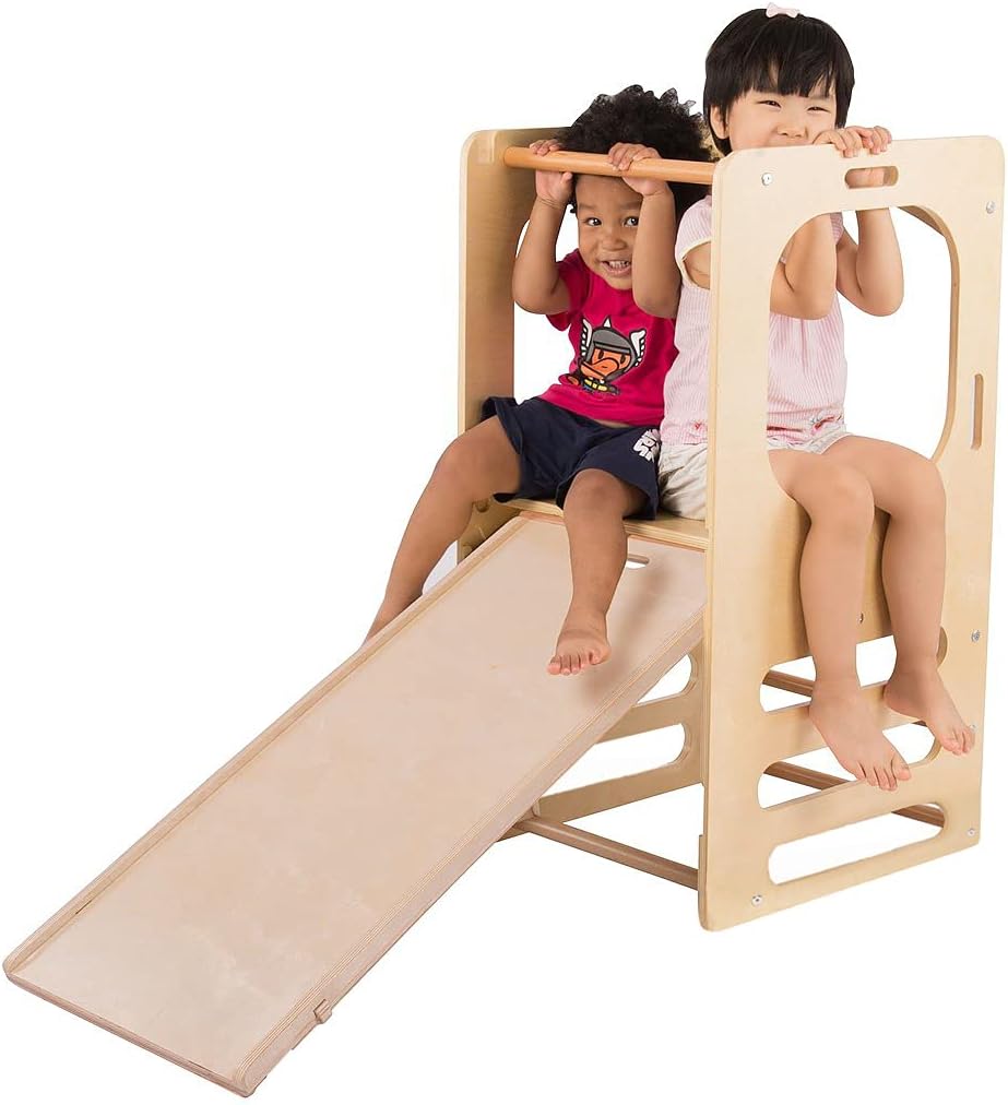 Climbing Play Tower with Slide and Chalkboard V6128